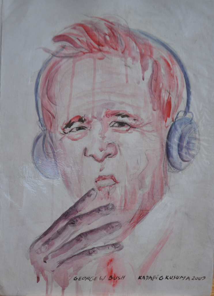 George Bush KADAFI GANDI KUSUMA artist painter Jogyakarta indonesia 1974 auction price