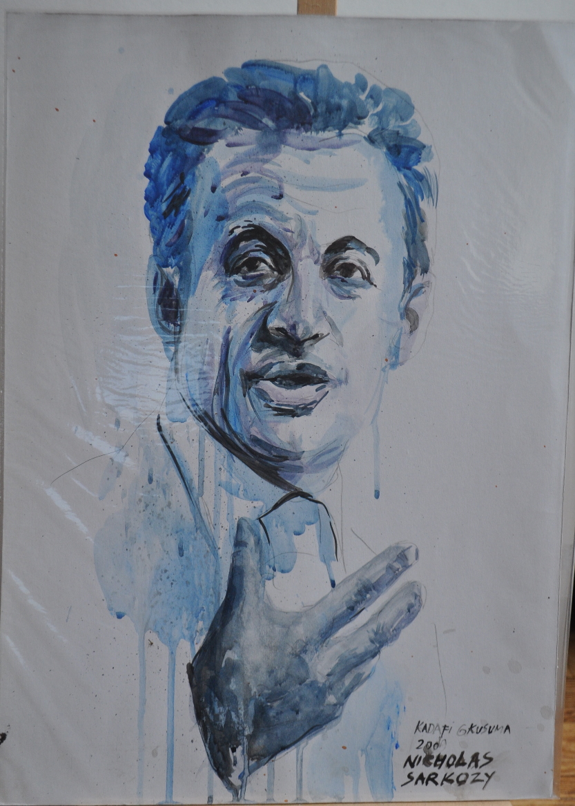 Nicolas Sarkozy KADAFI GANDI KUSUMA artist painter Jogyakarta indonesia 1974 auction price
